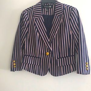 Cotten Navy, pink striped blazer